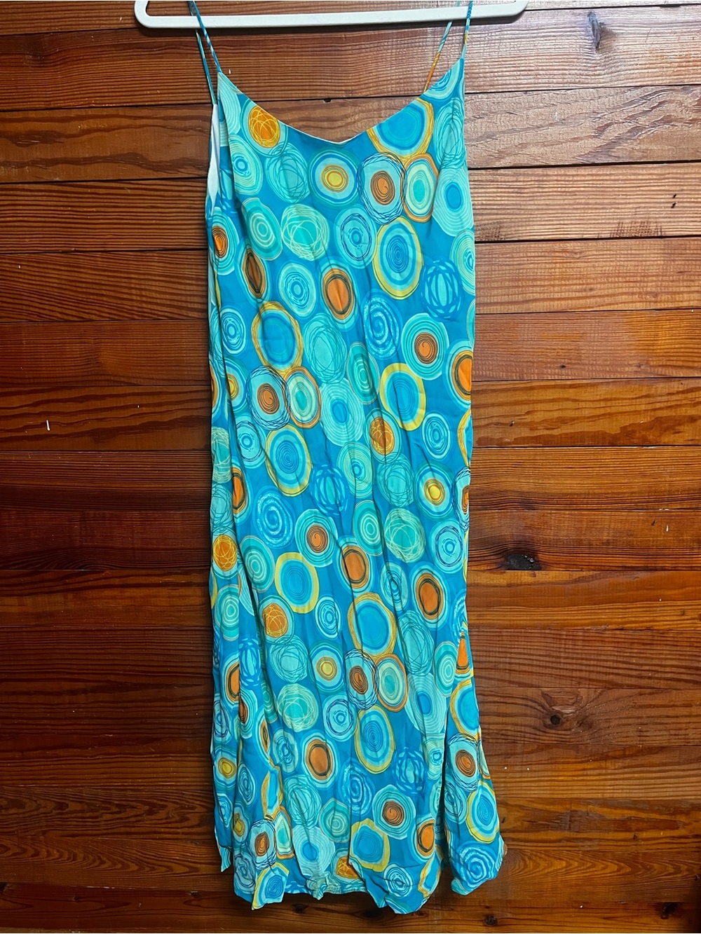 Lapis Los Angeles Turquoise Circle Print Maxi Dress Spaghetti Strap Size Unknown